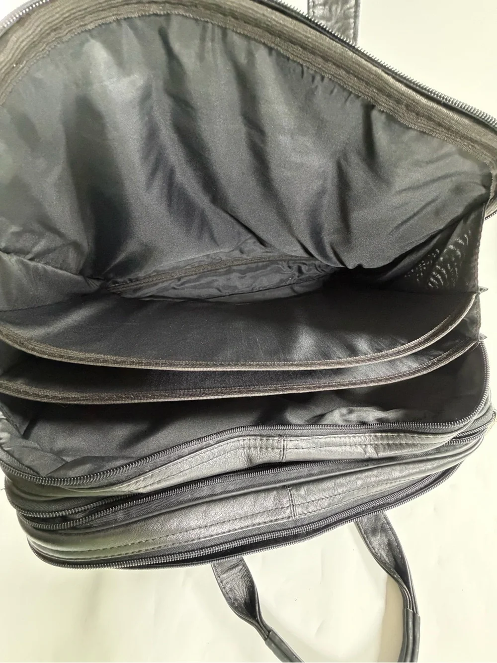 Vintage Heritage Black Leather Laptop Briefcase Messenger Bag Travel Organizer